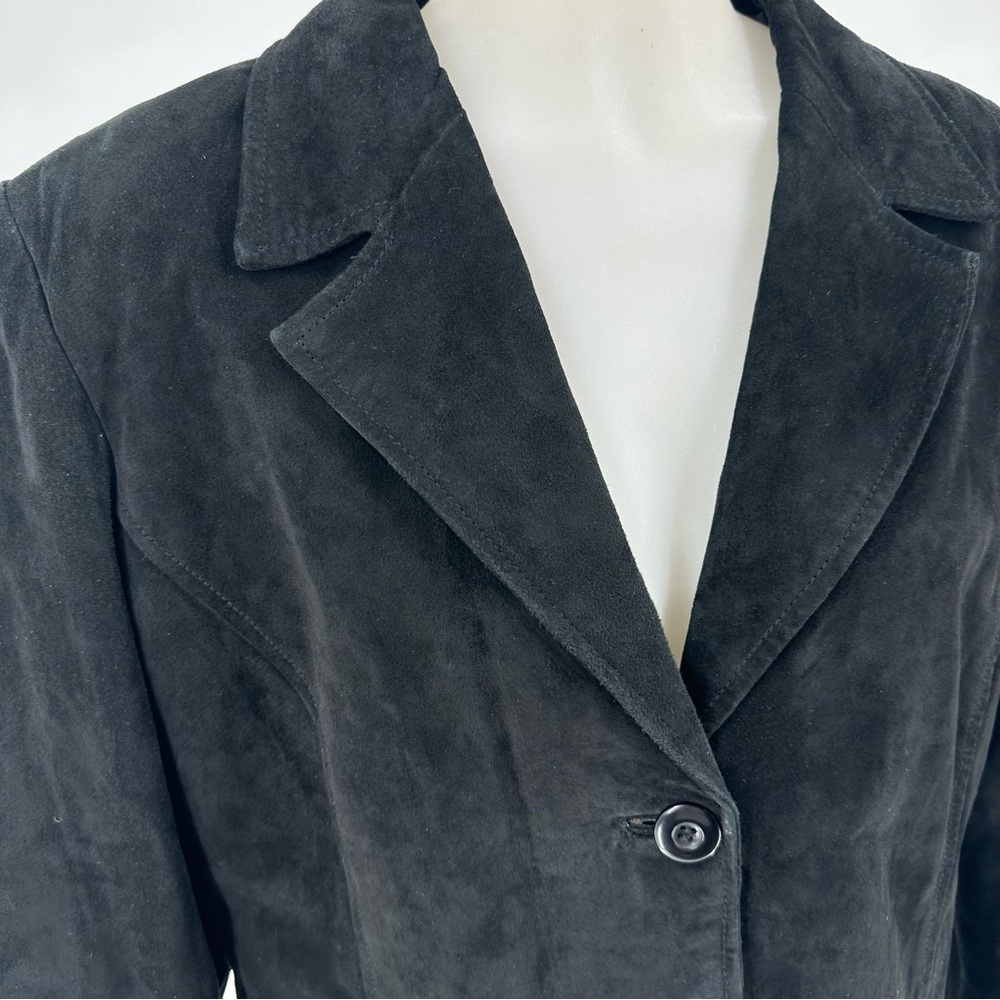 VINTAGE Uniform John Paul Richard Sz L Leather Lined Suede Black Blazer Jacket - Picture 2 of 10